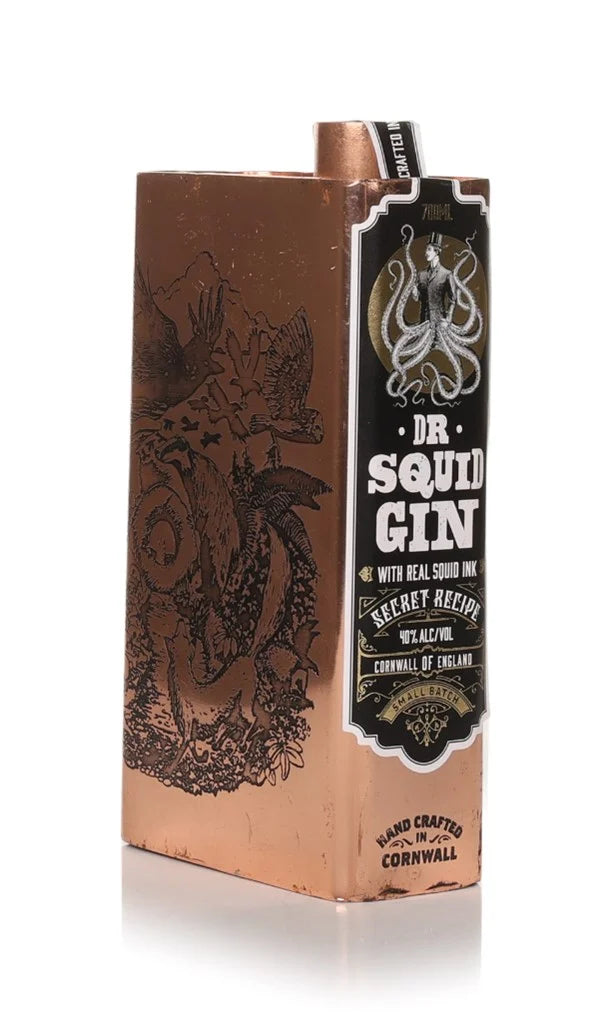 Dr Squid Gin copper flask bottle handcrafted in Cornwall