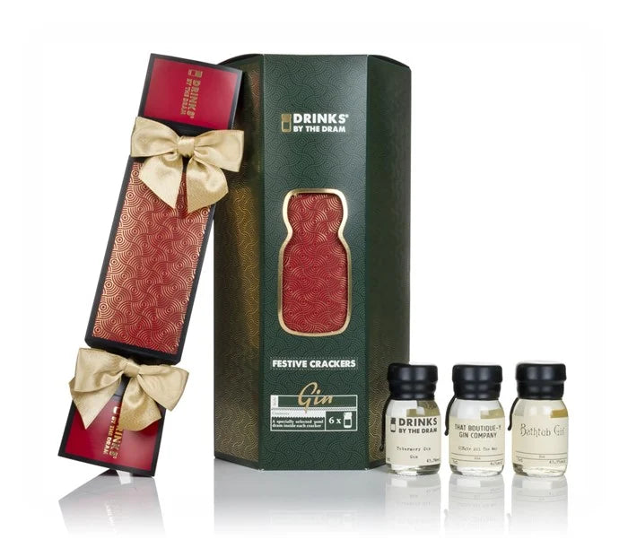 Drinks by the Dram Gin Festive Crackers gift set with 6 gin drams