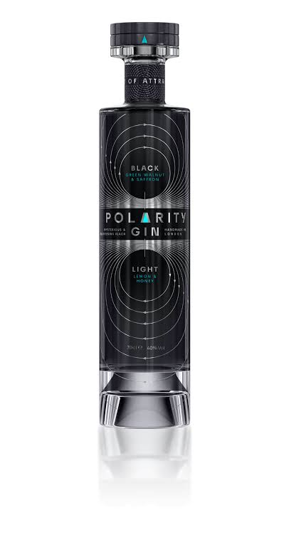 Polarity Gin bottle showing Black and Light expressions