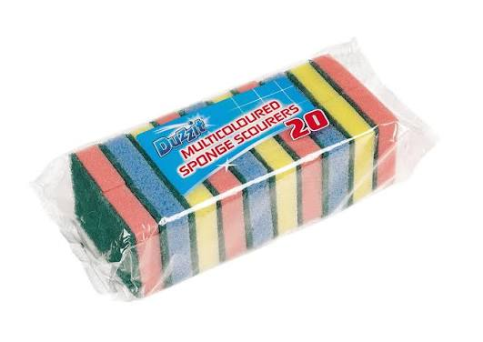 Duzzit Multicoloured Sponge Scourers 20 Pack