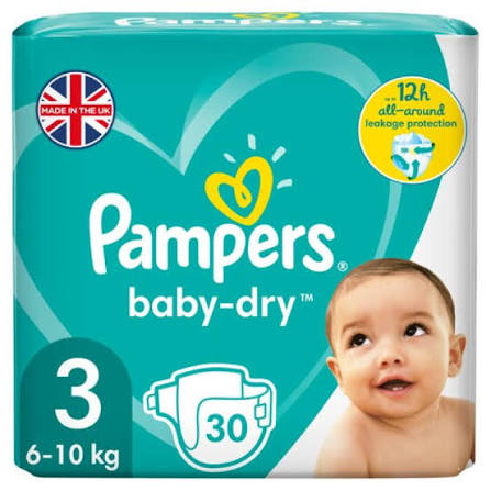 Pampers Baby-Dry Size 3 Nappies 30 Pack