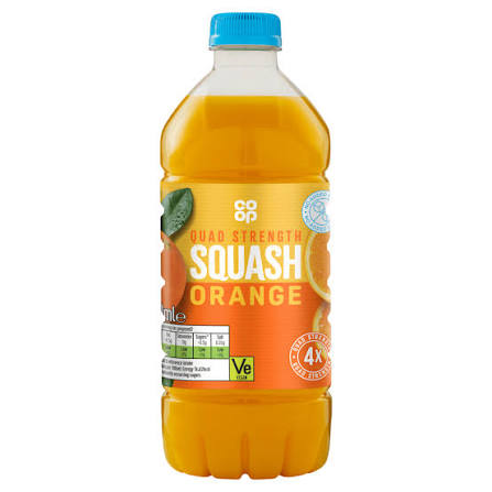 Co-op Quad Strength Orange Squash 1L bottle