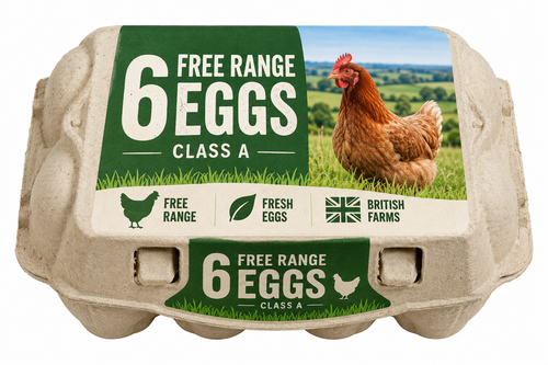 6 Free Range Eggs Class A carton from British farms