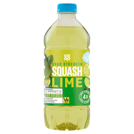 Co-op Quad Strength Lime Squash 1L bottle