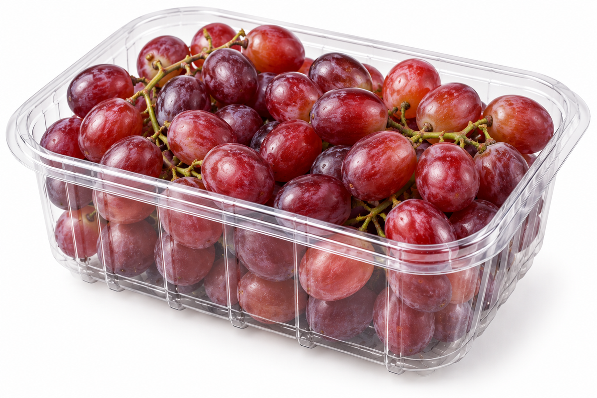 Fresh red grapes in a punnet