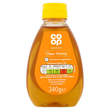 Co-op Squeezy Clear Honey 340g bottle