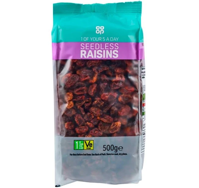 Co-op Seedless Raisins 500g bag